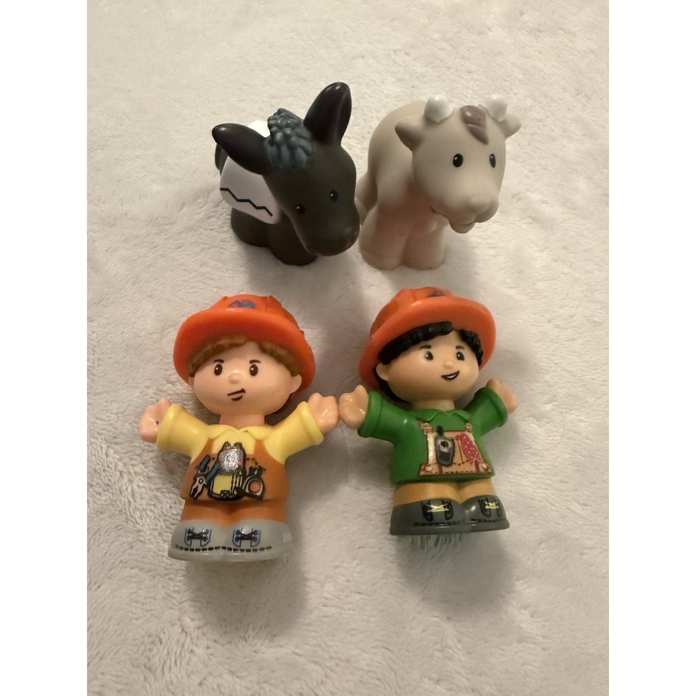 Fisher Price Little People Assorted Lot of 4 Construction Men Donkey Goat Animal